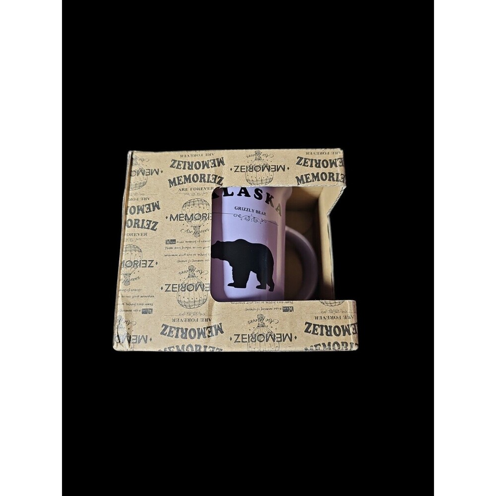 New Memoriez Alaska Grizzly Bear Souvenir Mug Destination Ceramic Cup Purple